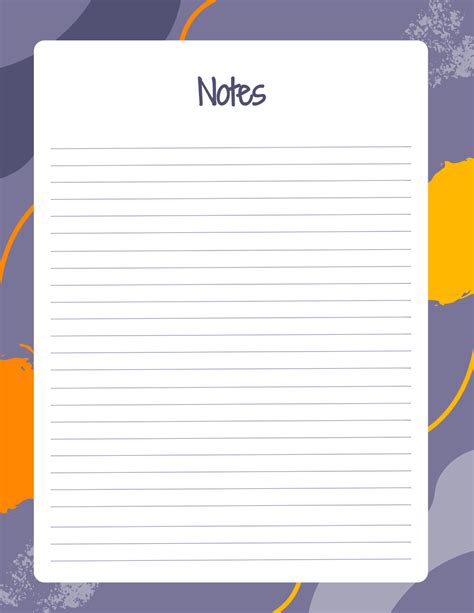 Template For Notes