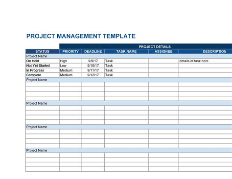 Template For Project Tracking