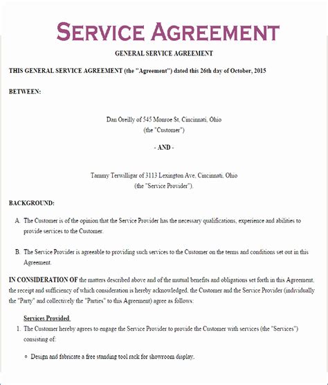 Template For Service Contract