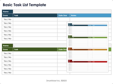 Template For Task List