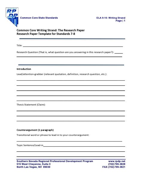 Template For Writing A Research Paper