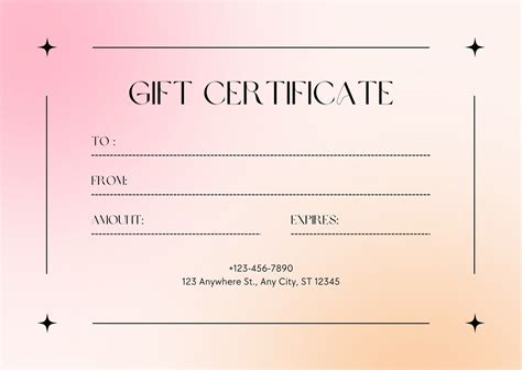 Template Gift Certificate