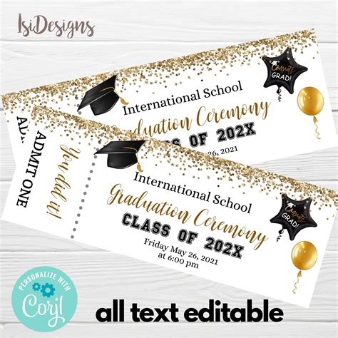 Template Graduation Tickets