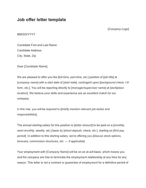 Template Job Offer Letter