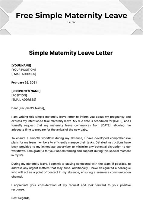 Template Maternity Leave Letter