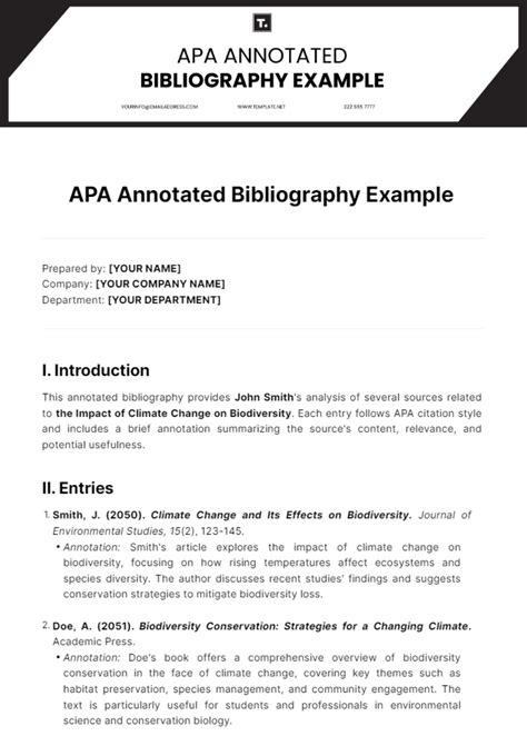 Template Of Annotated Bibliography