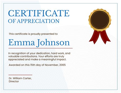 Template Of Appreciation Certificate