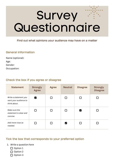 Template Of Survey Questionnaire