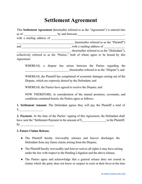 Template Settlement Agreement