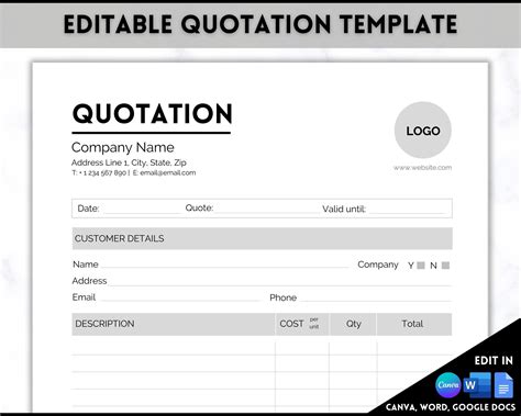 Templates For Quotes