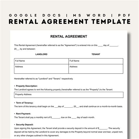 Templates For Rental Agreements In Word