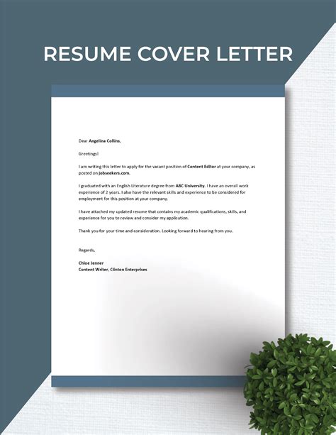 Templates For Resume Cover Letters