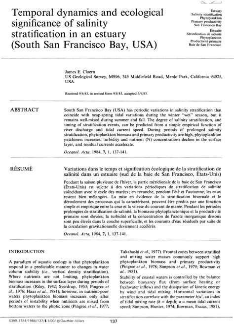 Temporal Dynamics of an Estuary San Francisco Bay 1 Ed. 85 PDF