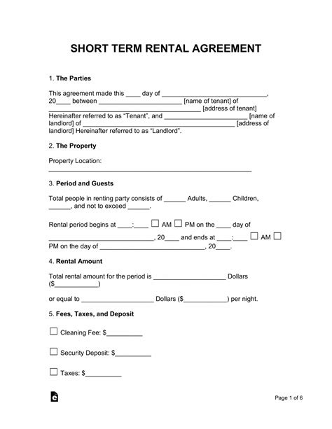 Temporary Lease Agreement Template