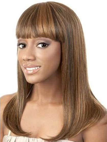 Tempting Brown Straight Shoulder Length African American Wigs