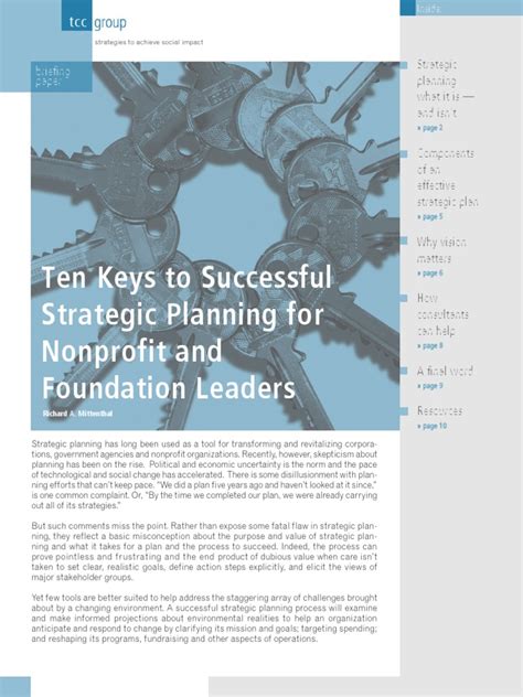 Ten Keys to Successful Strategic Planning for Nonprofit and Ebook Ebook Kindle Editon