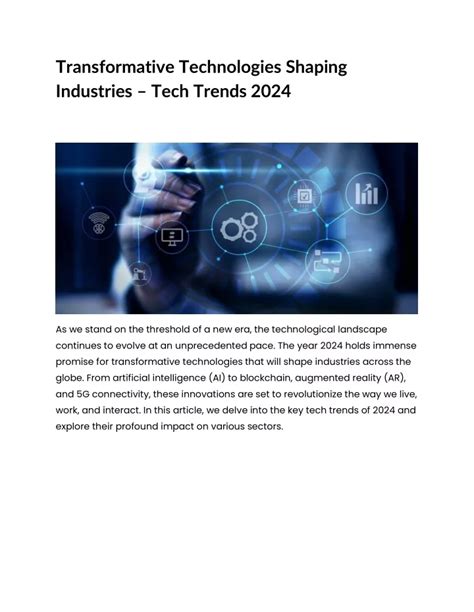 Tenacious Technologies: Transformative Innovations Shaping the Future