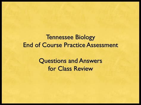 Tennessee End Of Course Assessment Biology 1 Answers Ebook Reader