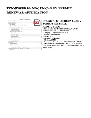 Tennessee Handgun Carry Permit Renewal Application Ebook Reader