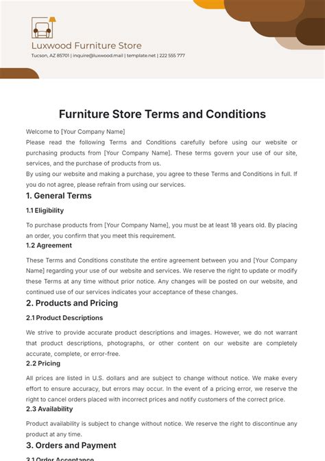 Terms And Conditions Template For Online Store