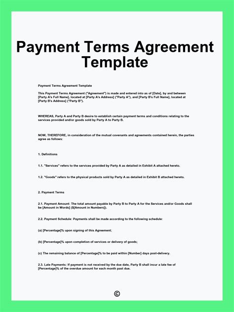 Terms Of Agreement Template
