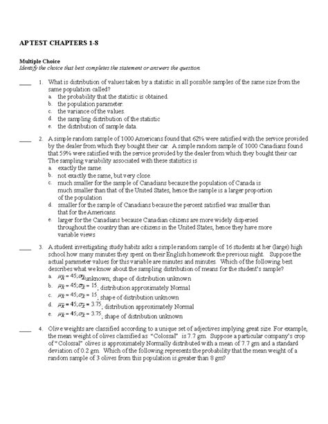 Test 7a Ap Statistics Answer Key PDF