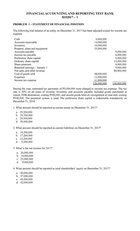 Test Bank Sample And Solutions Financial Accounting PDF