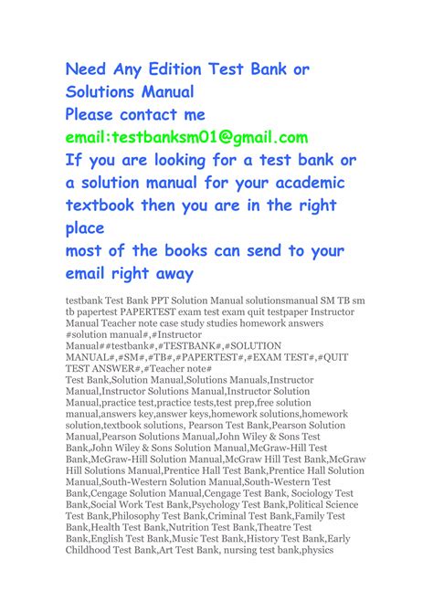 Test Banks And Solution Manuals Gmail Epub