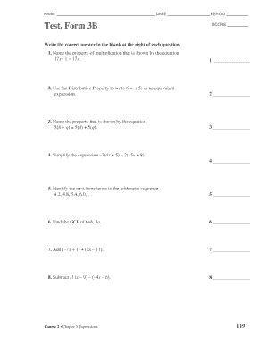 Test Form 3b Answers PDF