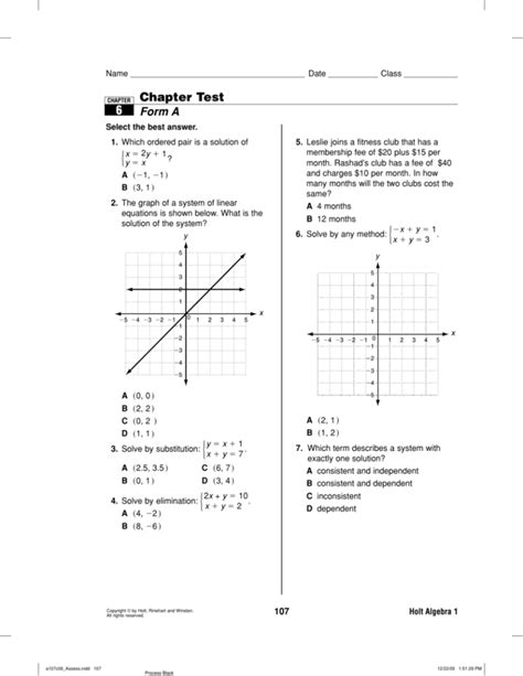 Test Holt Mcdougal Algebra 1 Answers Doc