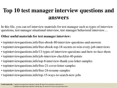 Test Manager Interview Questions And Answers Reader