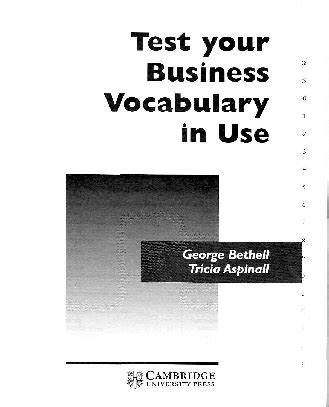 Test Your Business Vocabulary In Use Advanced Pdf Doc