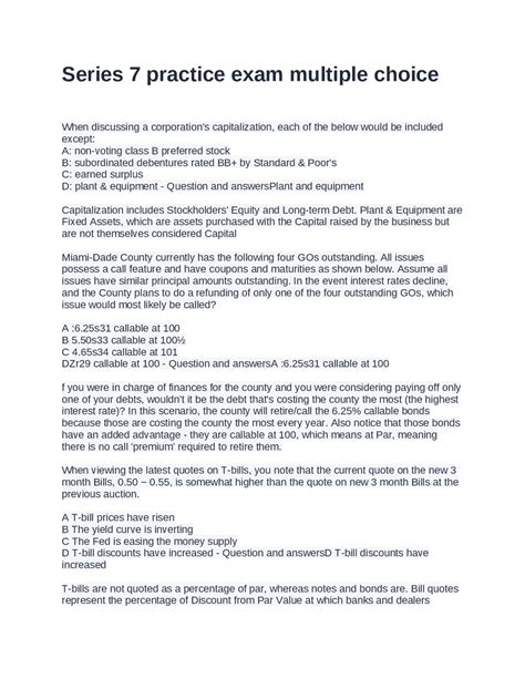 Testeachers Series 7 Practice Examination Answers PDF