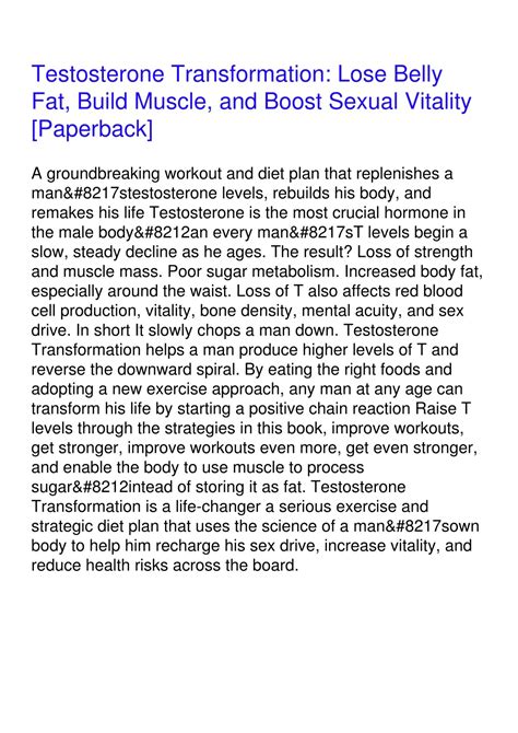 Testosterone Transformation Lose Belly Fat PDF