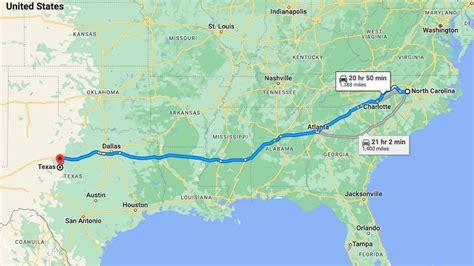 Texas to North Carolina: A Journey of 1,217 Miles