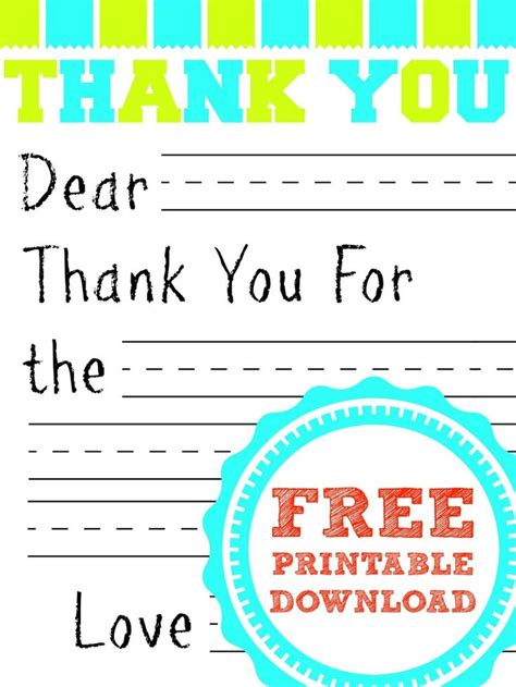 Thank You Card Template For Kids