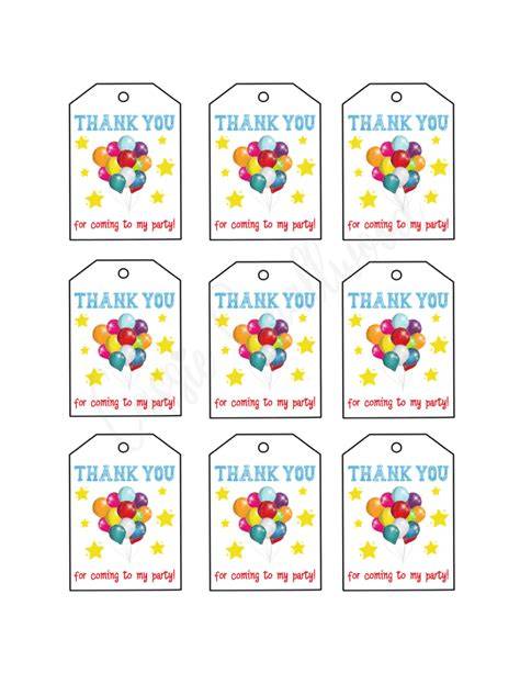 Thank You For Coming To My Party Printable Tags