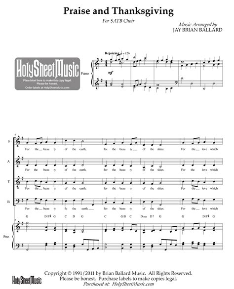 Thanksgiving And Praise SATB Sheet Music