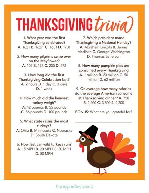 Thanksgiving Day Trivia Printable