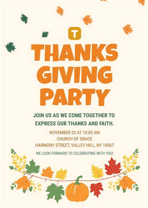 Thanksgiving Invitation Blank Template