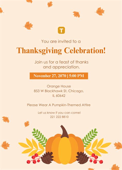 Thanksgiving Invitation Template Free