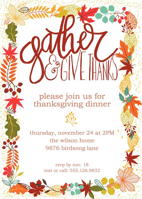 Thanksgiving Invitations Templates Free