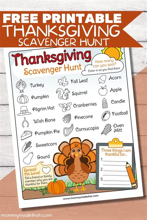 Thanksgiving Scavenger Hunt Printable