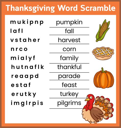 Thanksgiving Word Scramble Answers Kindle Editon