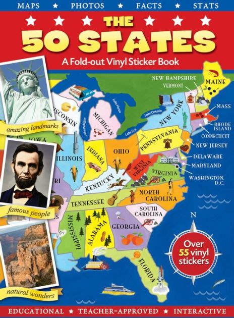 The 50 States A Fold-out Vinyl Sticker Book Reader