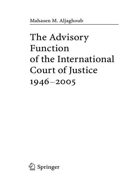 The Advisory Function of the International Court of Justice 1946 - 2005 1st Edition PDF