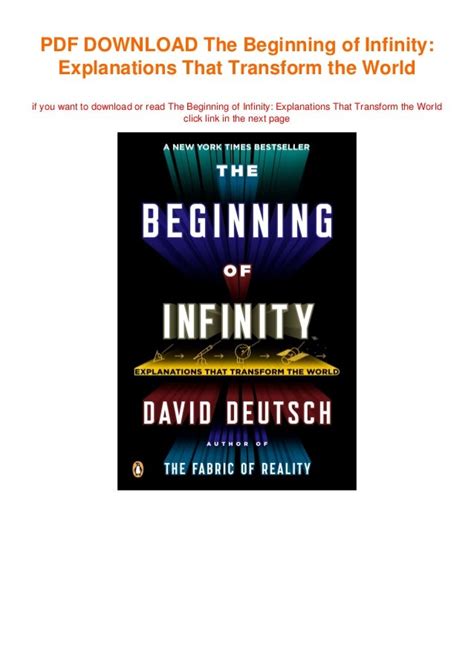 The Beginning of Infinity Explanations That Transform the World Reader