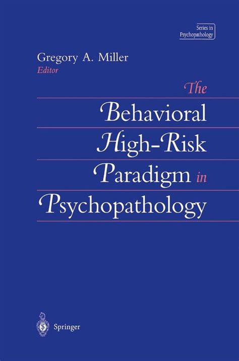 The Behavioral High-Risk Paradigm in Psychopathology 1st Edition PDF