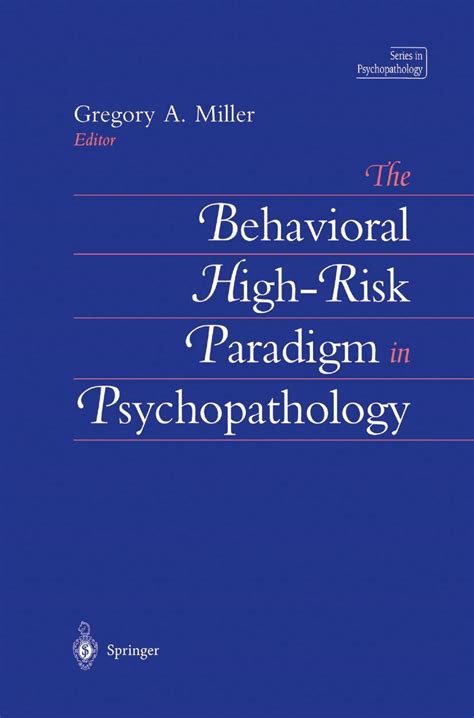 The Behavioral High-Risk Paradigm in Psychopathology 1st Edition PDF