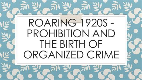 The Birth of Organised Crime